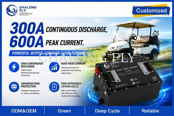 36V & 48V 105Ah LiFePO4 Golf Cart Battery with Smart BMS for Fleet Vehicles