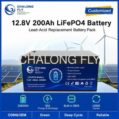 휴대용 전력 및 태양광 저장용으로 BMS와 함께 12.8V 200Ah LiFePO4 배터리 패키지