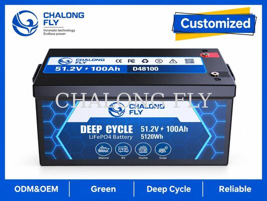 51.2V 100Ah LiFePO4 트롤링 모터 배터리 5.12kWh 에너지, 블루투스 모니터링 및 100A 연속 출력